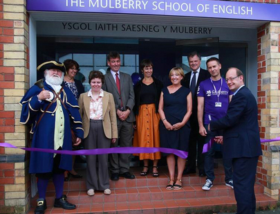 Mulberry School Huan cutting the ribbon 130x170 landscape